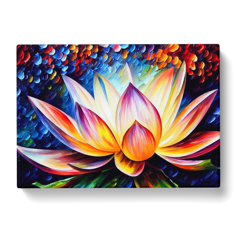 Painted Lotus Flower Vol.3 Abstract - Wrapped Canvas Painting, 35cm H x 50cm W x 3cm D
