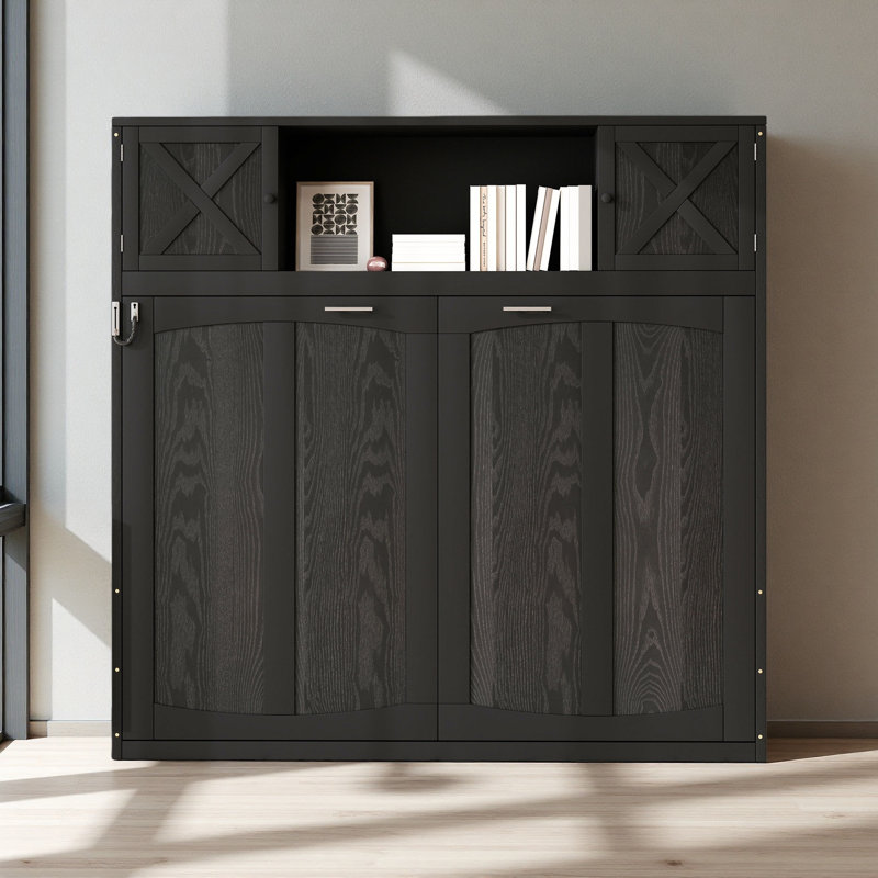 Lit escamotable double avec armoires de rangement