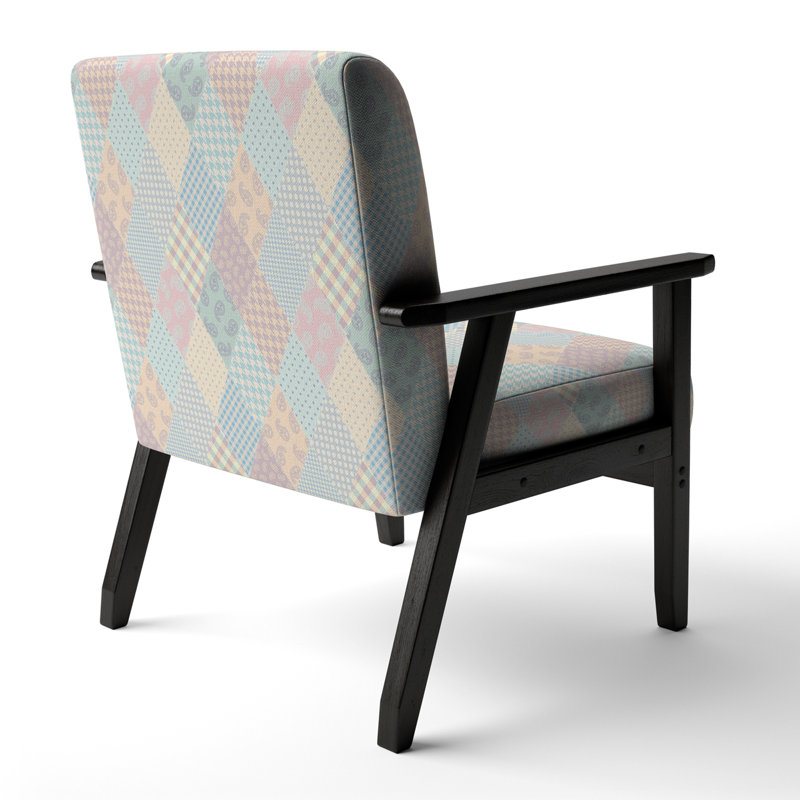 Multicolor Quilting Patchwork - Upholstered Patterned Accent Arm Chair