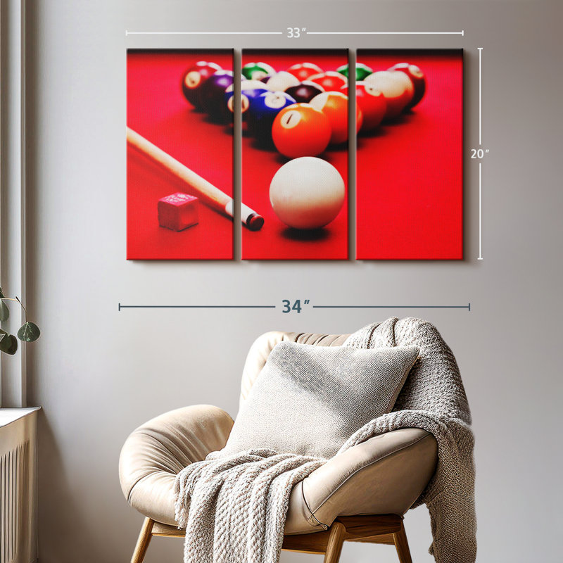 " Pool Table Setup " 3 - Pieces, 20" H x 33" W x 1.25" D
