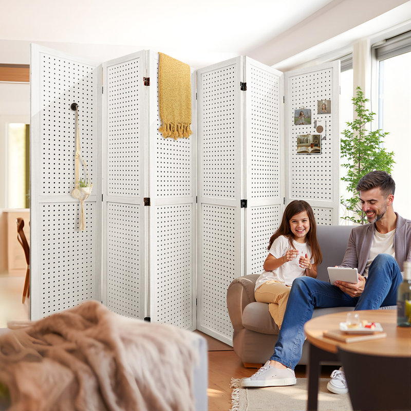 Paravent en bois, 6, Blanc