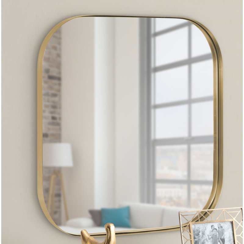 Slade Metal Flat Mirror, 24" x 24", Gold