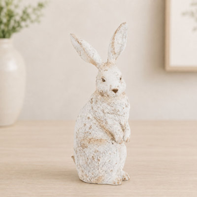 Distressed Rabbit Statue 14.25"H