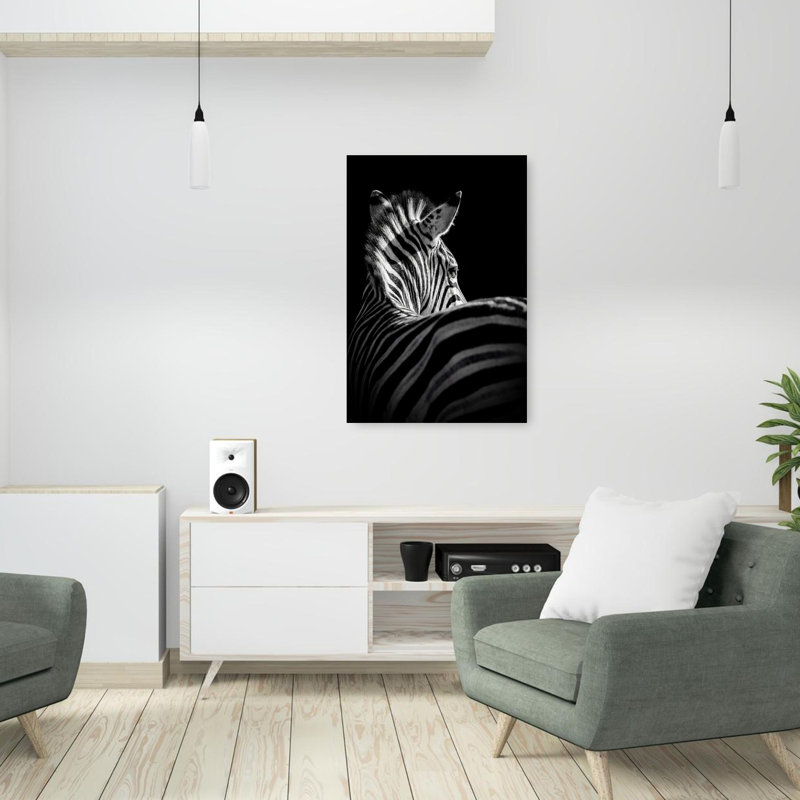 Striking Zebra Contemporary, art mural zèbre, 36" H x 24" W