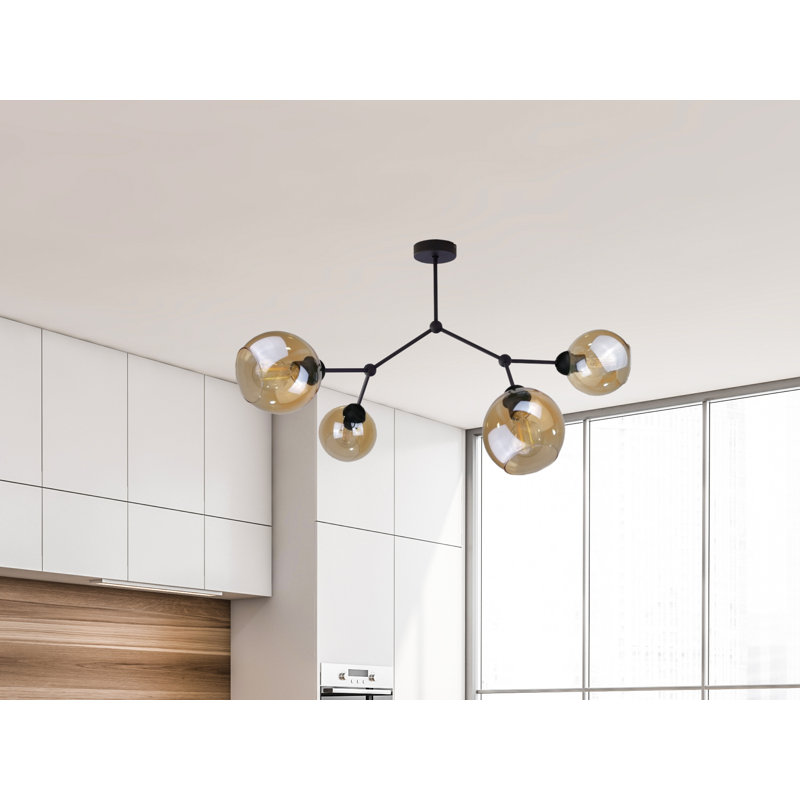 Maryjo Glass Semi Flush Mount, Yellow