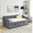 Twin Size Daybed With Drawers Upholstered Tufted Sofa Bed, With Button On Back And Copper Nail On Waved Shape Arms