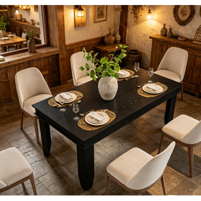 63" Dining Table for 4-6 People, 63 in Long Kitchen Tables with Wooden Sturdy Frame, 5 ft Large Rectangular Dinner Table for Dining Room, Kitchen