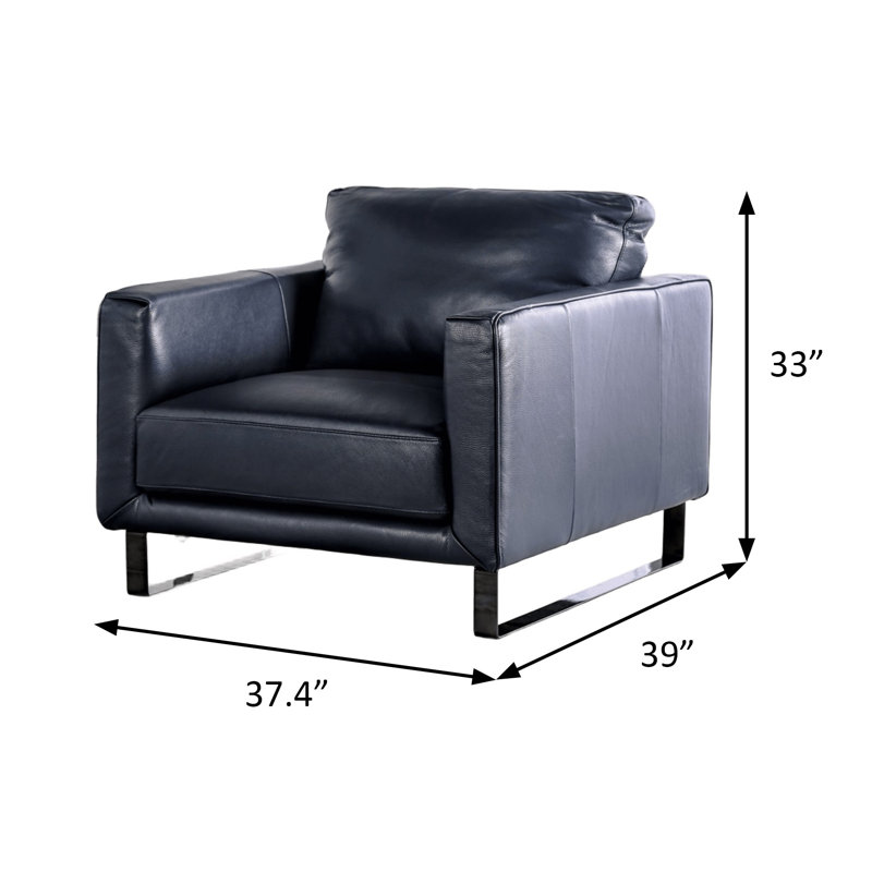 Chaise contemporaine l 37,4 po, bleu minuit