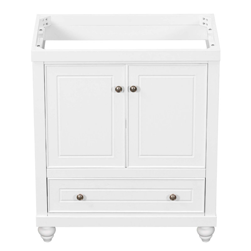 White 30" Freestanding Bathroom Vanity with Drawer and Doors