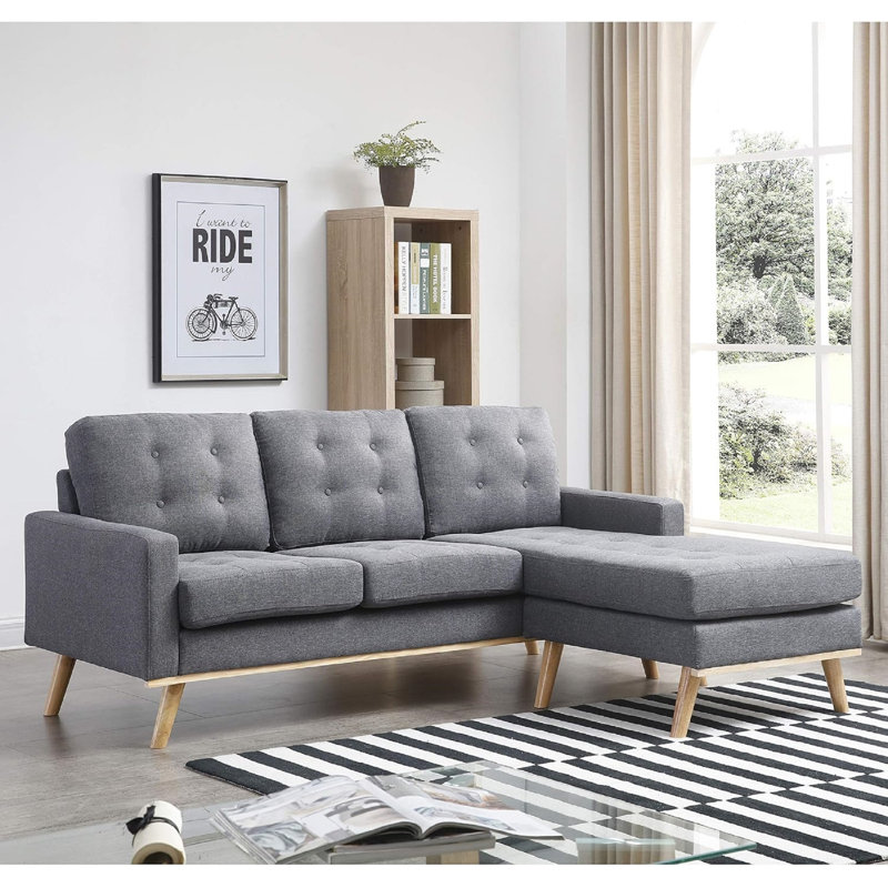 1 canapé modulaire en tissu de polyester gris 3 pièces Mid-Century
