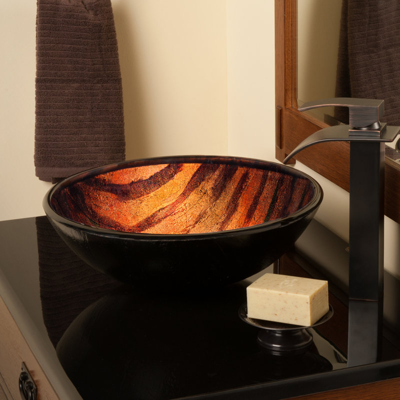 Lavabo de salle de bain vasque circulaire en verre Mimerica avec robinet