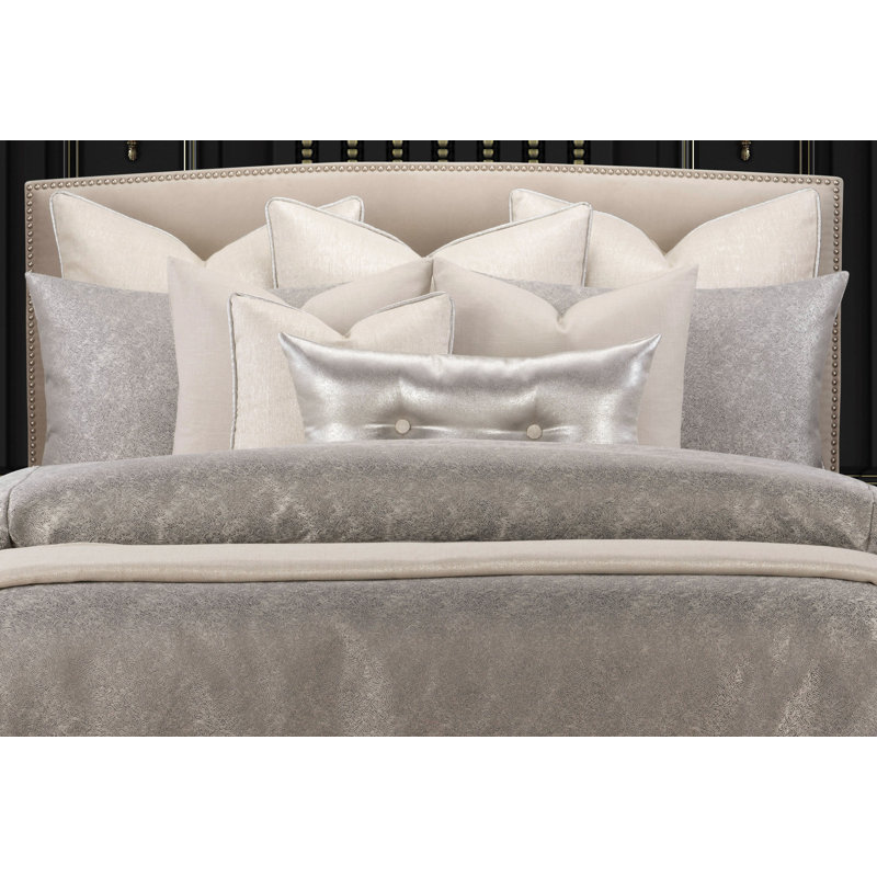 Jazz Club Luxury Supreme Duvet Cover and Insert Set, Silver, King Duvet Cover + 5 Sham + 4 Throw Pillows