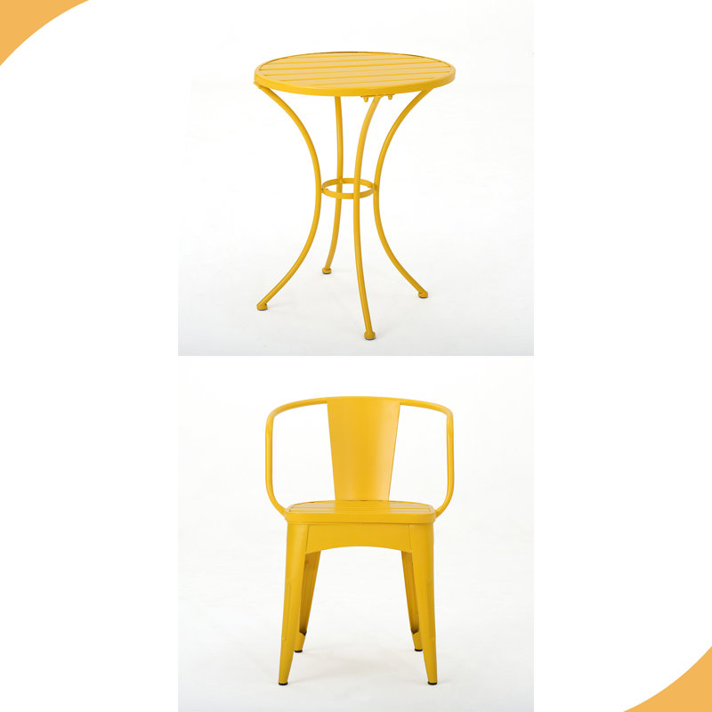 3 PC METAL BISTRO SET, Yellow