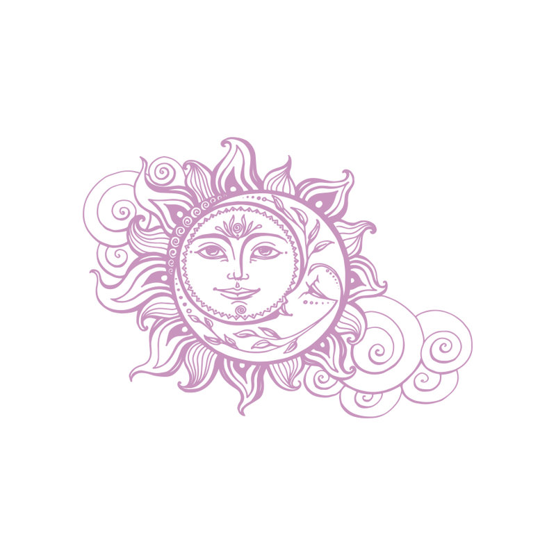 Décalcomanie murale soleil et lune, Lilas