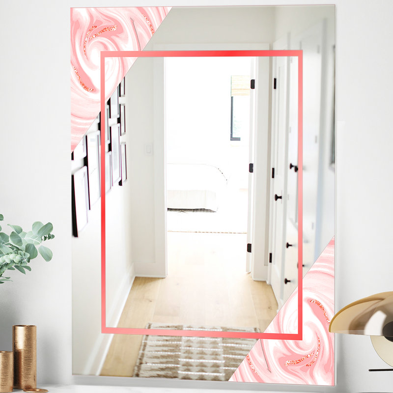 Miroir d'appoint Mid-Century, H 24 po x l 32 po, Blanc / Rouge