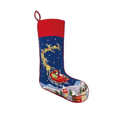 Bas de Noël père Noël et renne brodé à l'aiguille