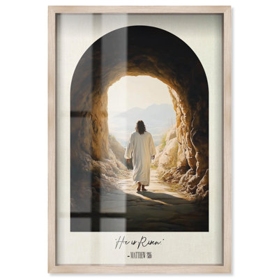 Décoration murale "He is Risen Cave" par Art Remedy, cadre blond, 10 x 15