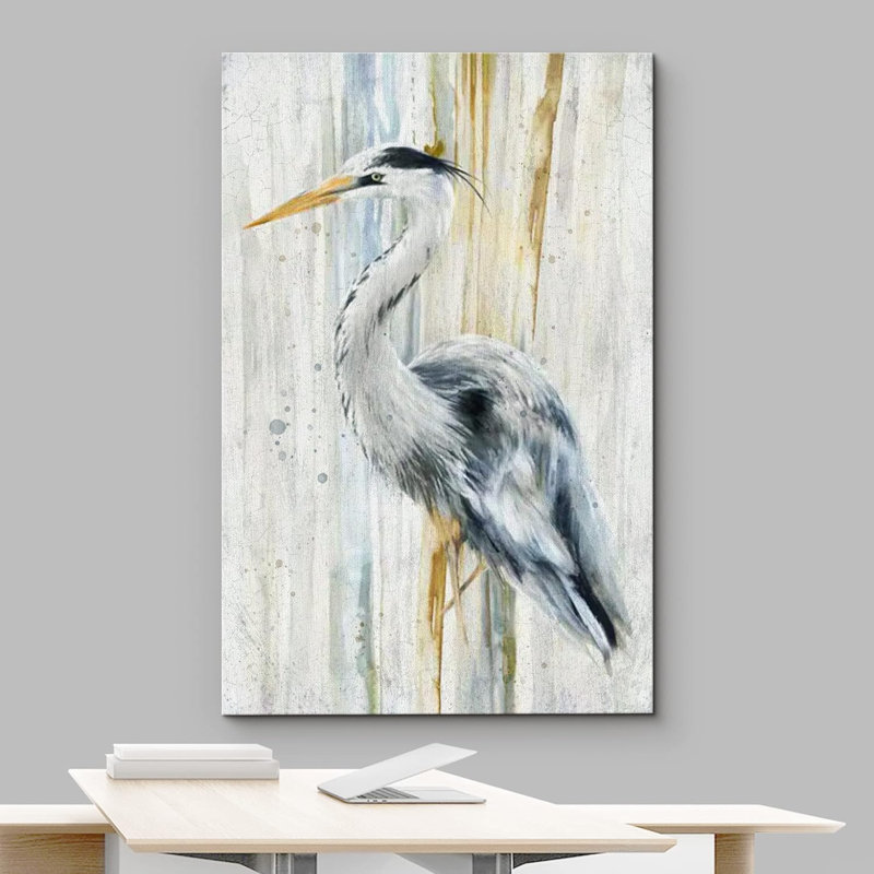 Modern Geometric Crane Bird Canvas Wall Art 24" x 36"