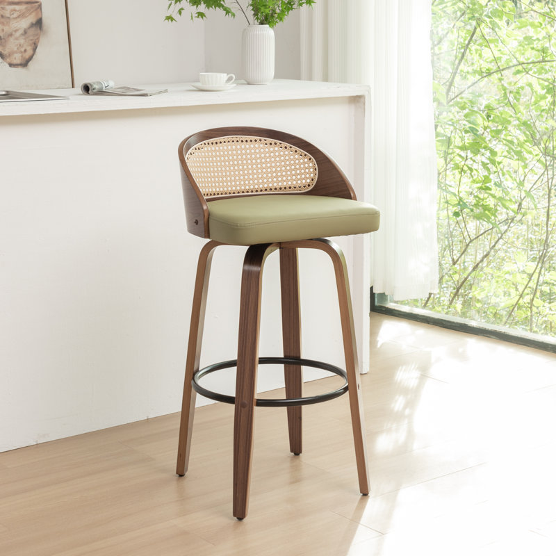 Swivel Upholstered Counter Stool, Green, 76.2cm
