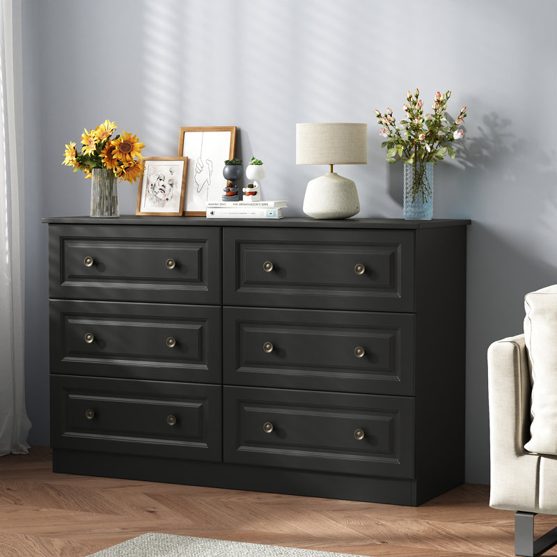 Commode double 47 tiroirs l 47,2 po, Noir