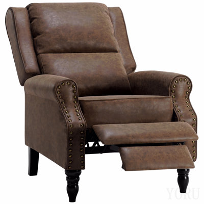 Faux Leather Pushback Recliner Chair For Living Room Bedroom Rv