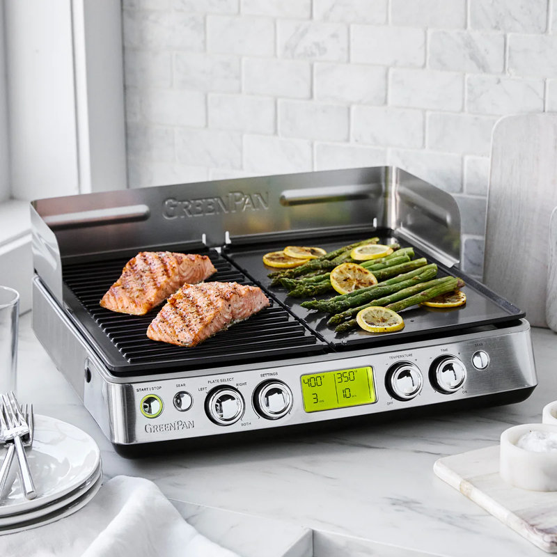 GreenPan Elite Indoor Ceramic Nonstick XL Smoke-Less Grill & Griddle, Black