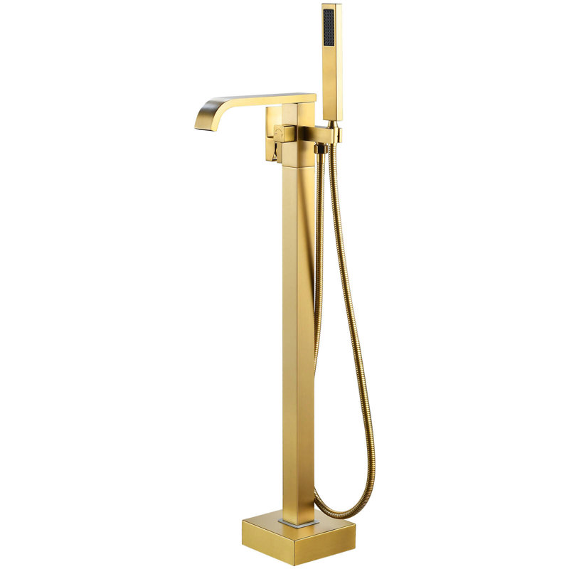 Floor Mount Freestanding Tub Faucet, Brushed Gold