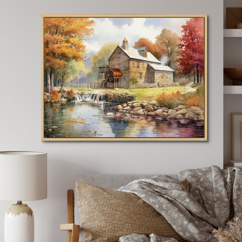 Ohio campagne charmante sur toile, Cadre naturel flottant, H 24 po x l 32 po x P 1 po