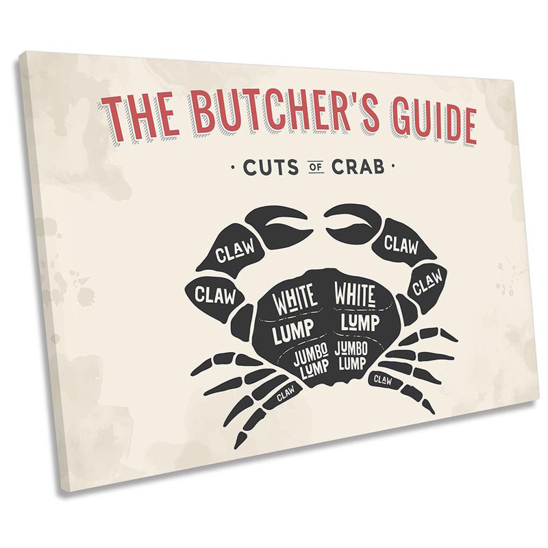 The Butcher's Cuts Guide Crab - Wrapped Canvas Print, 81.3cm H x 121.9cm W