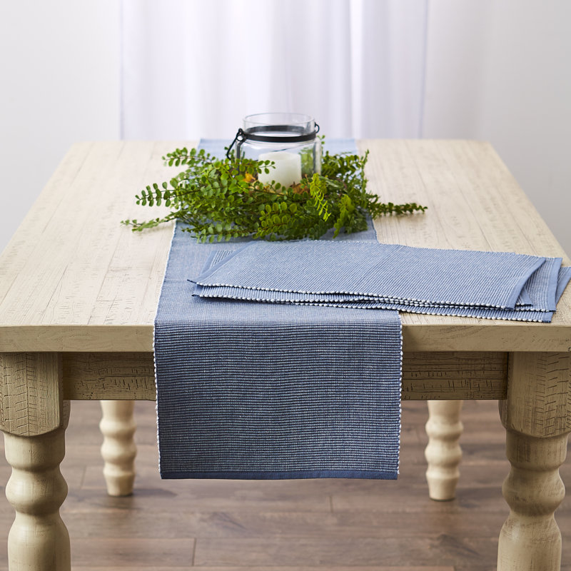 100% Cotton Table Runner, 72" x 13", Blue