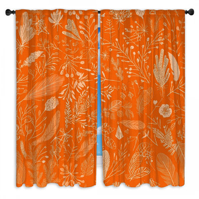 Floral Pattern Window Curtains Floral Sheer & Room Darkening - 2 Panels