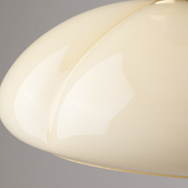 Dôme coloré - Lampes suspendues en forme de dôme avec accents en bois, Crème