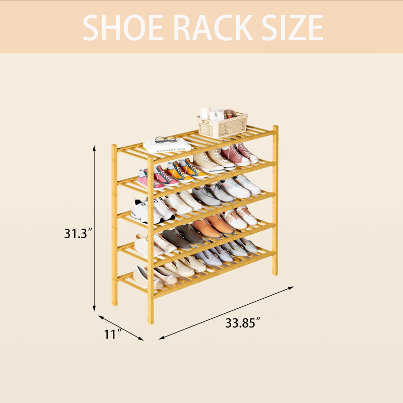 Range-chaussures empilable en bambou, 31,3 po H x 33,85 po L x 11 po P