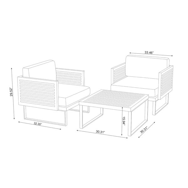 NewAge Products Outdoor Furniture Monterey 3 Piece Patio Chat Set