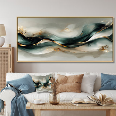 Emerald Fractal Marble Oceanic Waves I - Abstract Marble Wall Art