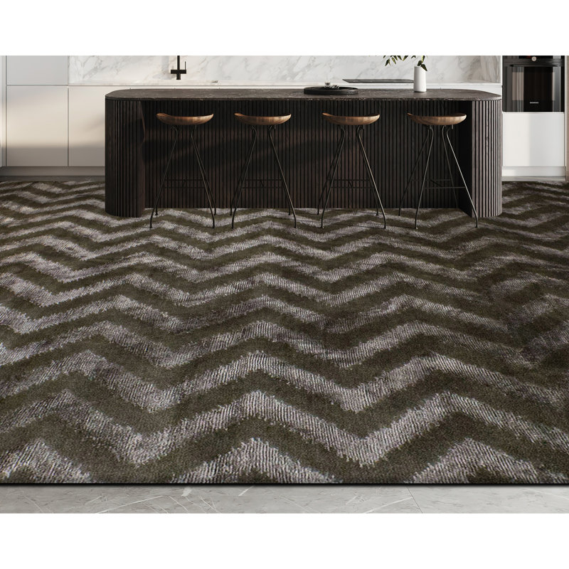 Hand Knotted Area Rug in Seal, Rectangle 6' x 9'