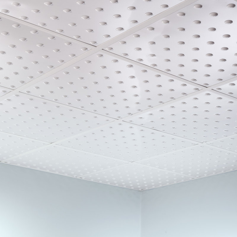 Panneau de plafond décoratif en vinyle 2 pi x 2 pi FASÄDE, Blanc lustré