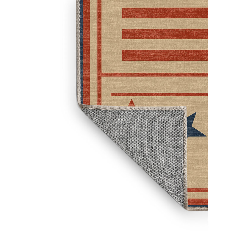 Machine Washable Artesian July 4Th Modern & Contemporary Abstract Rug in Brown – Beige Binding, 2x3