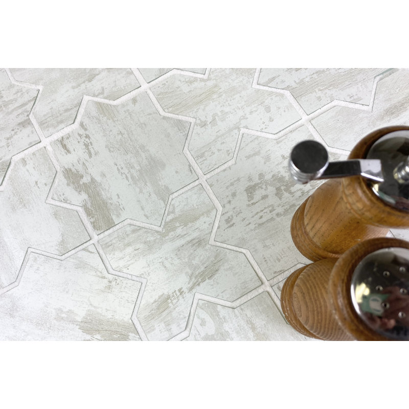 French Country Style 6" x 6" Glass Novelty Mosaic Wall & Floor Tile, Birchwood White Matte