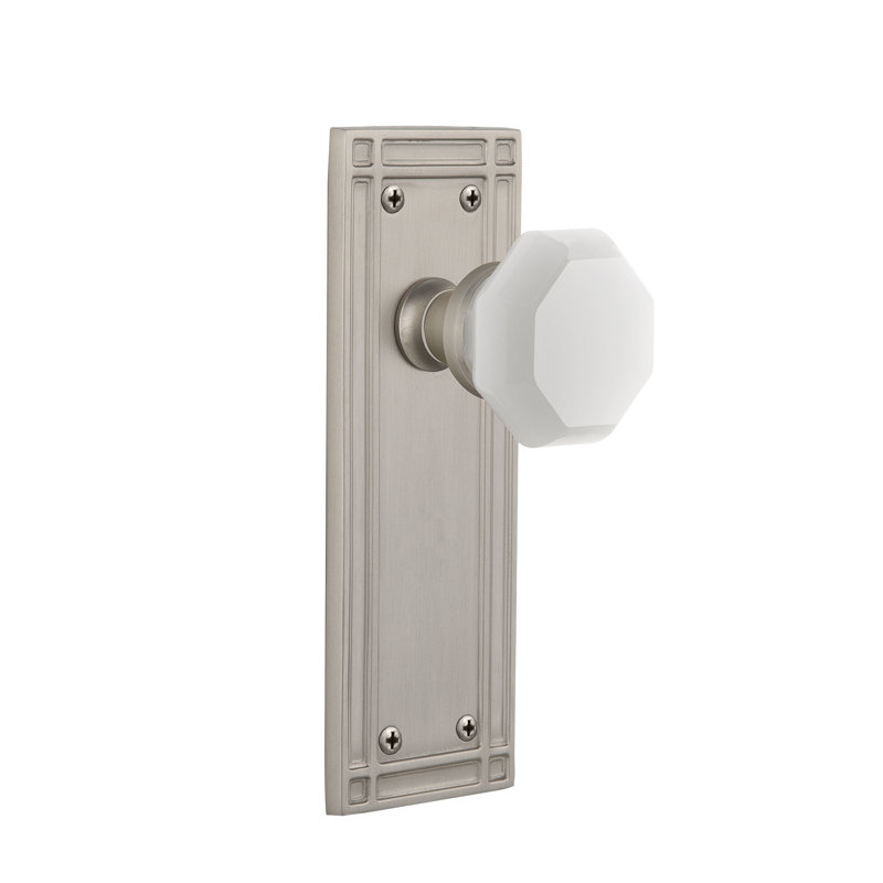Mission Plate with Waldorf White Milk Knob, Satin Nickel