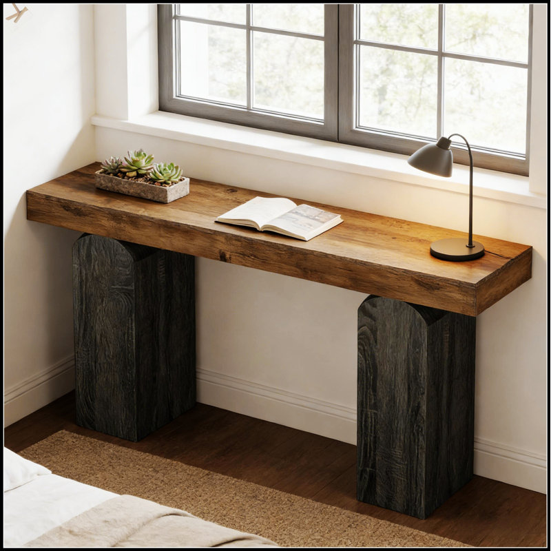 Contemporary Style Console Table With Rustic Charm And Spacious Storage For Entryways And Living Rooms