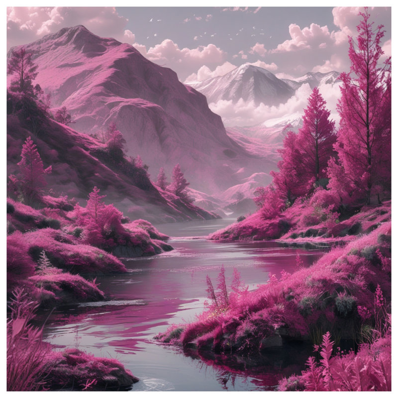 Rideaux de fenêtre Pink Mountain Landscape, 50 po x 92 po - 1 panneau, Transparent