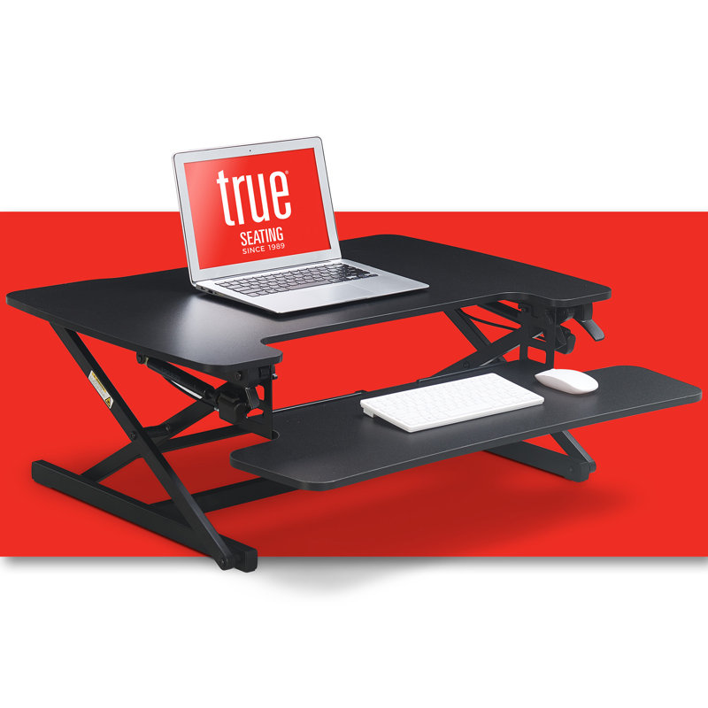 Convertisseur de bureau à hauteur ajustable True Seating Ergo, Noir, H 5,5 po x l 35 po x P 23,2 po