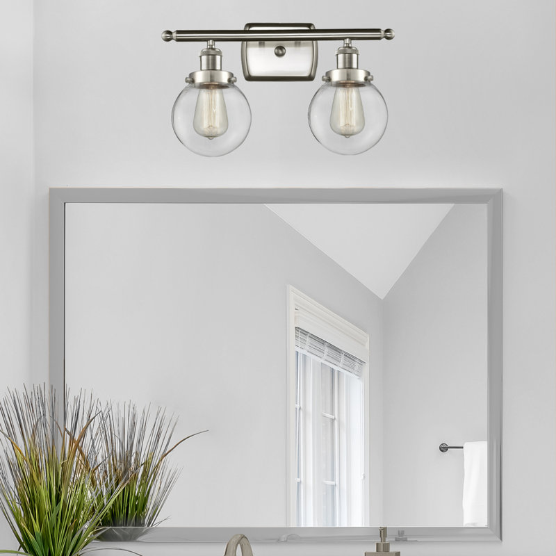 Éclairage pour salle de bain 2 lumières Chippewa, DEL, Transparent, Nickel satiné brossé