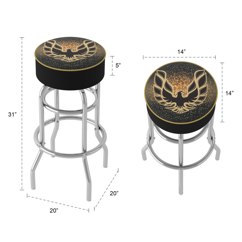 Pontiac Firebird Black Swivel Metal Bar Stool