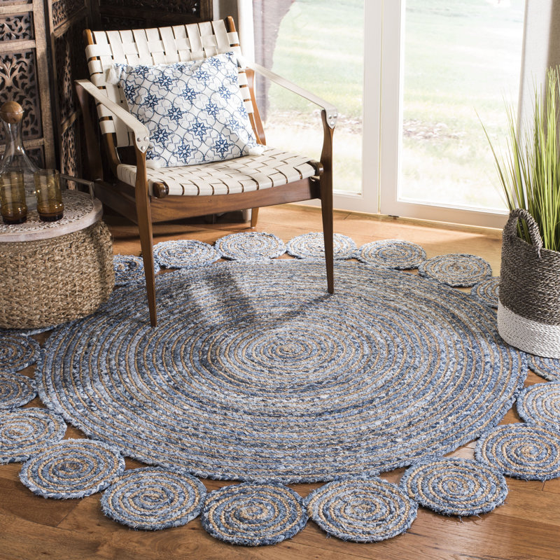 Zeitler Hand Woven Jute, Cotton Rug, Round 4'