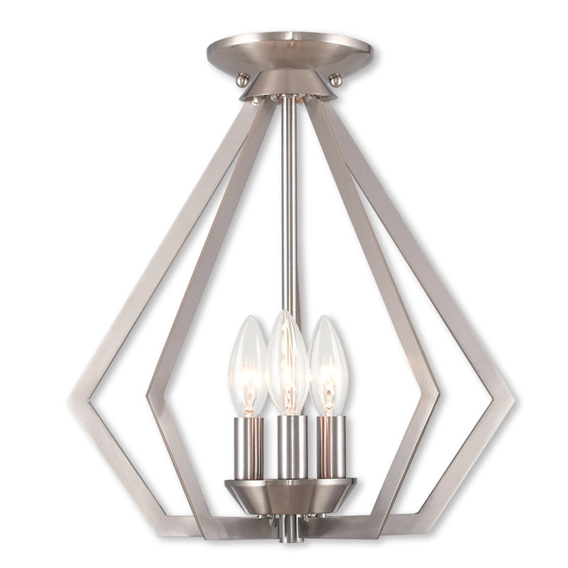 Buckeys 3 - Light Dimmable Geometric Chandelier, Brushed Nickel