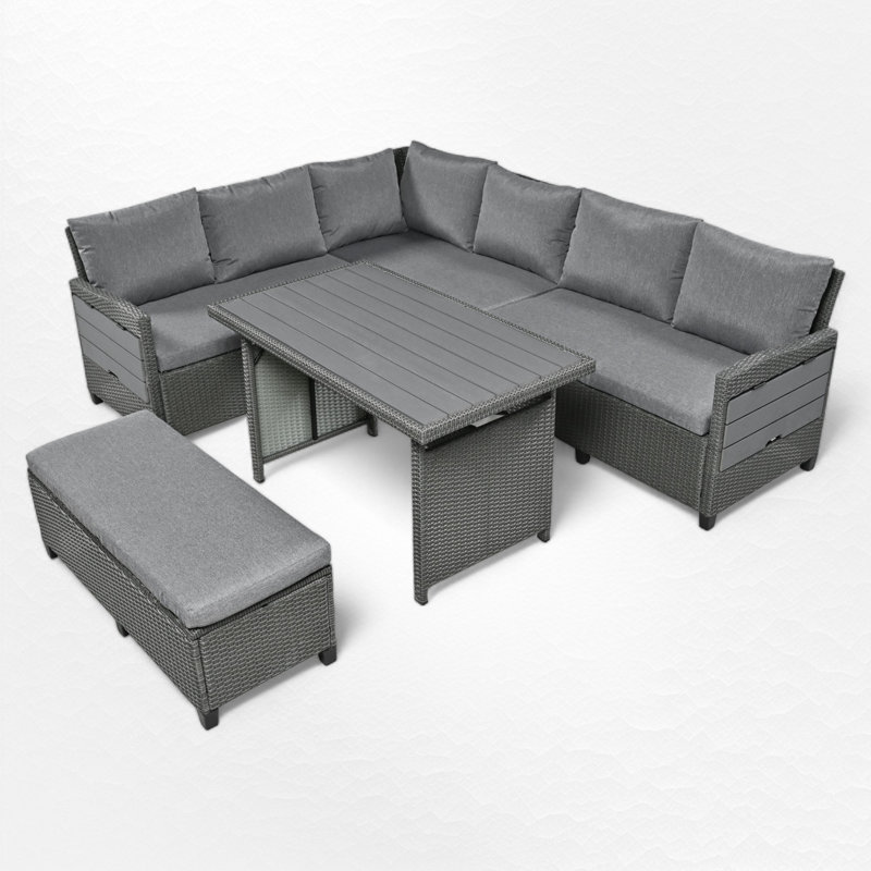 Wicker - Person Patio Conversation Set, Gray, Gray