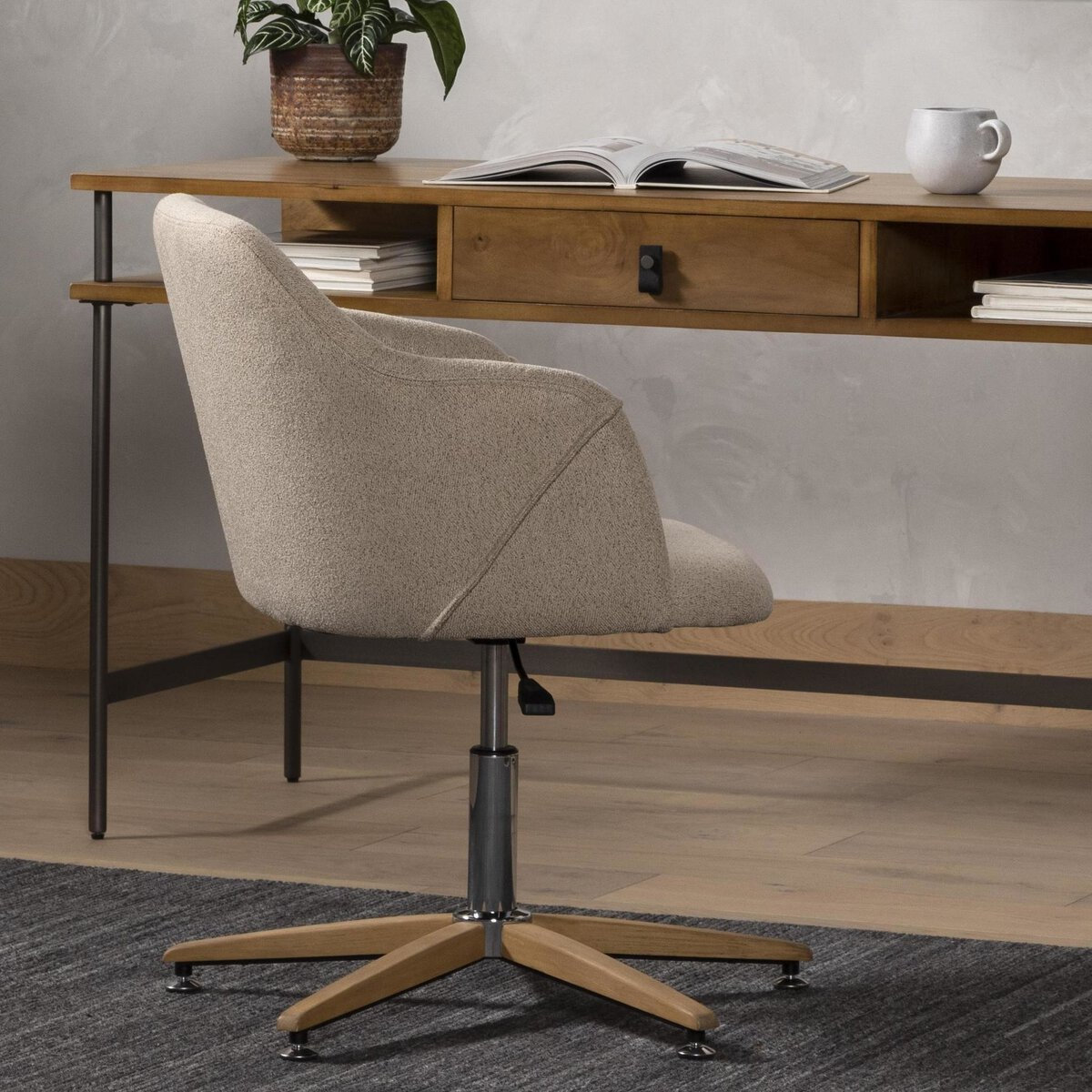 Padraic Swivel Office Chair, Oatmeal