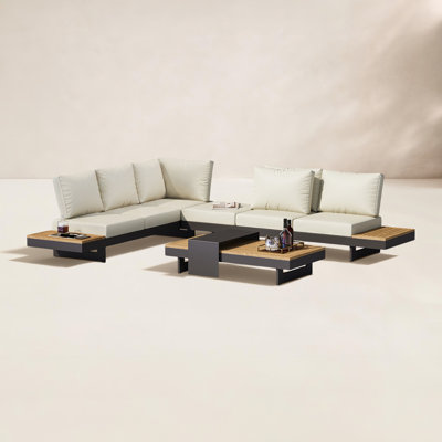 97" Teak Patio Sectional